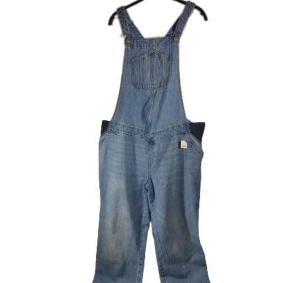 Old Navy Maternity Denim Blue Jean Overalls Women's Size 14 Long Pants - Picture 1 of 9